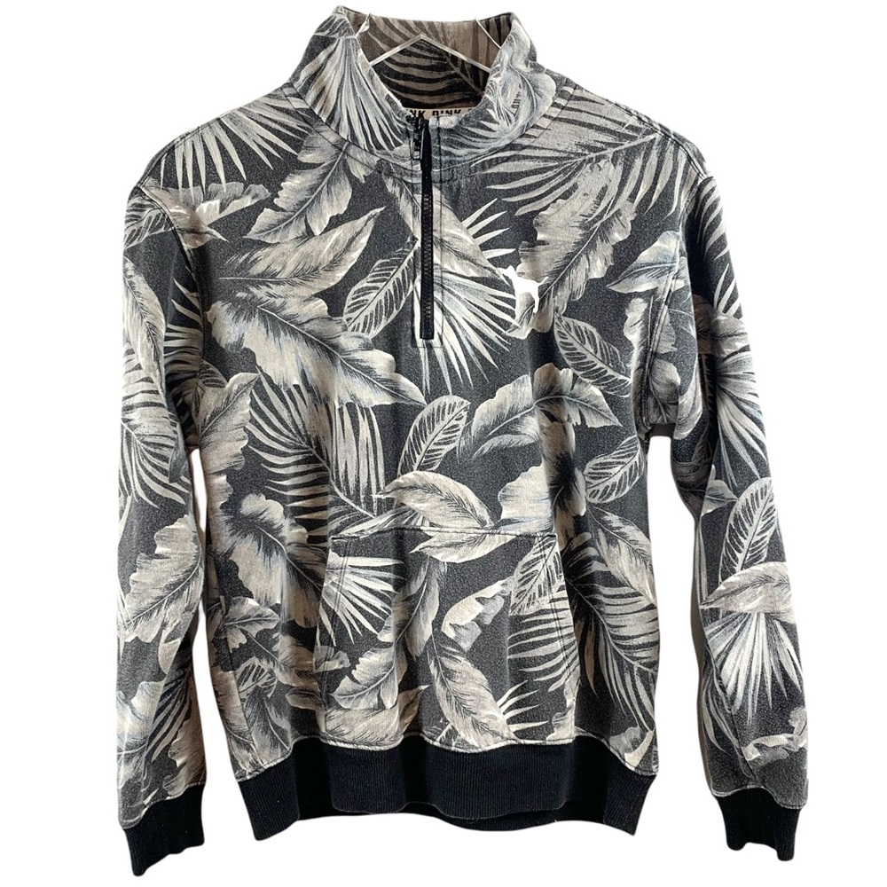 PINK Sweater Floral Long Sleeve Half-Zip Pullover Mock Neck